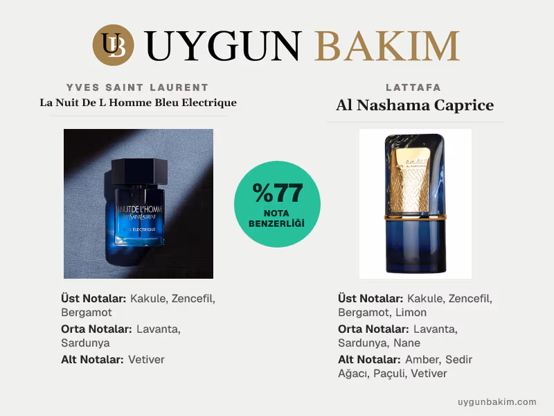 Yves Saint Laurent La Nuit De L Homme Bleu Electrique | Lattafa Al Nashama Caprice Muadili