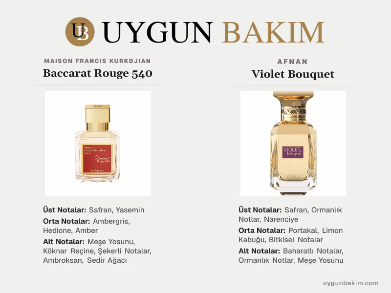 Maison Francis Kurkdjian Baccarat Rouge 540 | Afnan Violet Bouquet Muadili